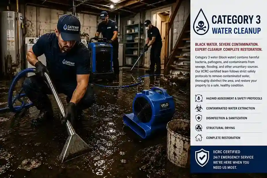 Category 3 black water cleanup and sanitization in a Chandler AZ property