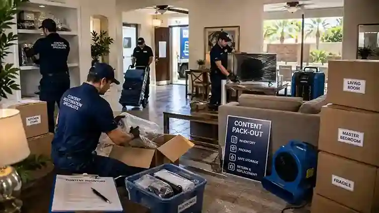 Content pack-out restoration service for a Chandler AZ home