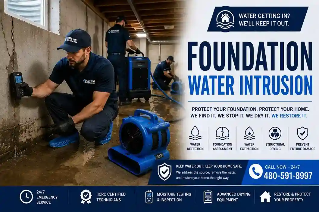Foundation water intrusion repair in a Chandler AZ home