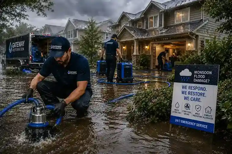 Monsoon flood damage restoration in Chandler AZ during storm season