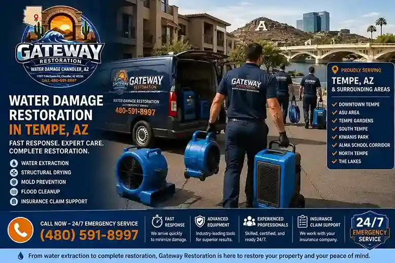 Gateway Restoration water damage restoration crew responding in Tempe AZ